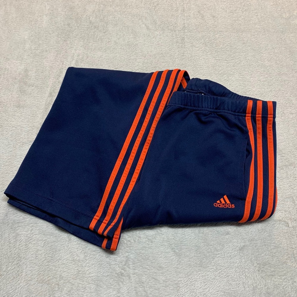 adidas Navy Blue Sweatpants with Orange Stripes